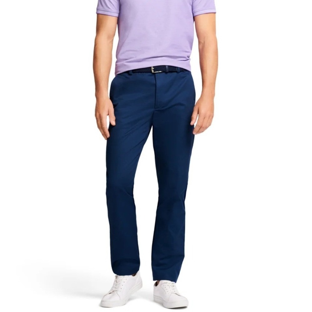 IZOD Mens American Chino Navy Blue Non-Iron Straight Fit Pants 42x30 NWT